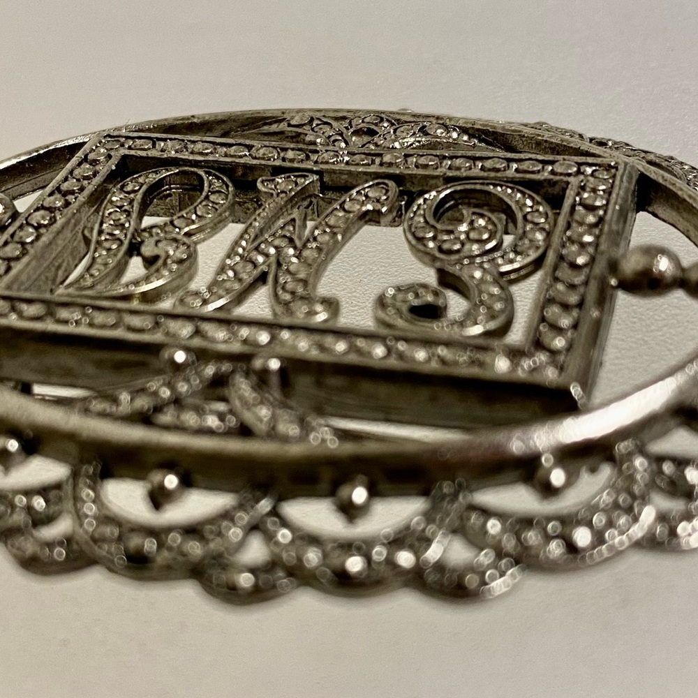 Vintage Miriam Haskell Brooch Emj Initials - image 5